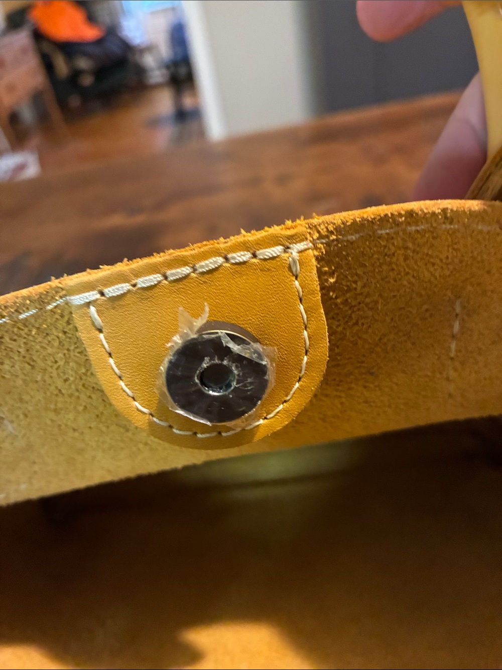 Portland Leather’s Small Folklore Raindrop Crossbody Tote in Sunflower Yellow! - Picture 11 of 15